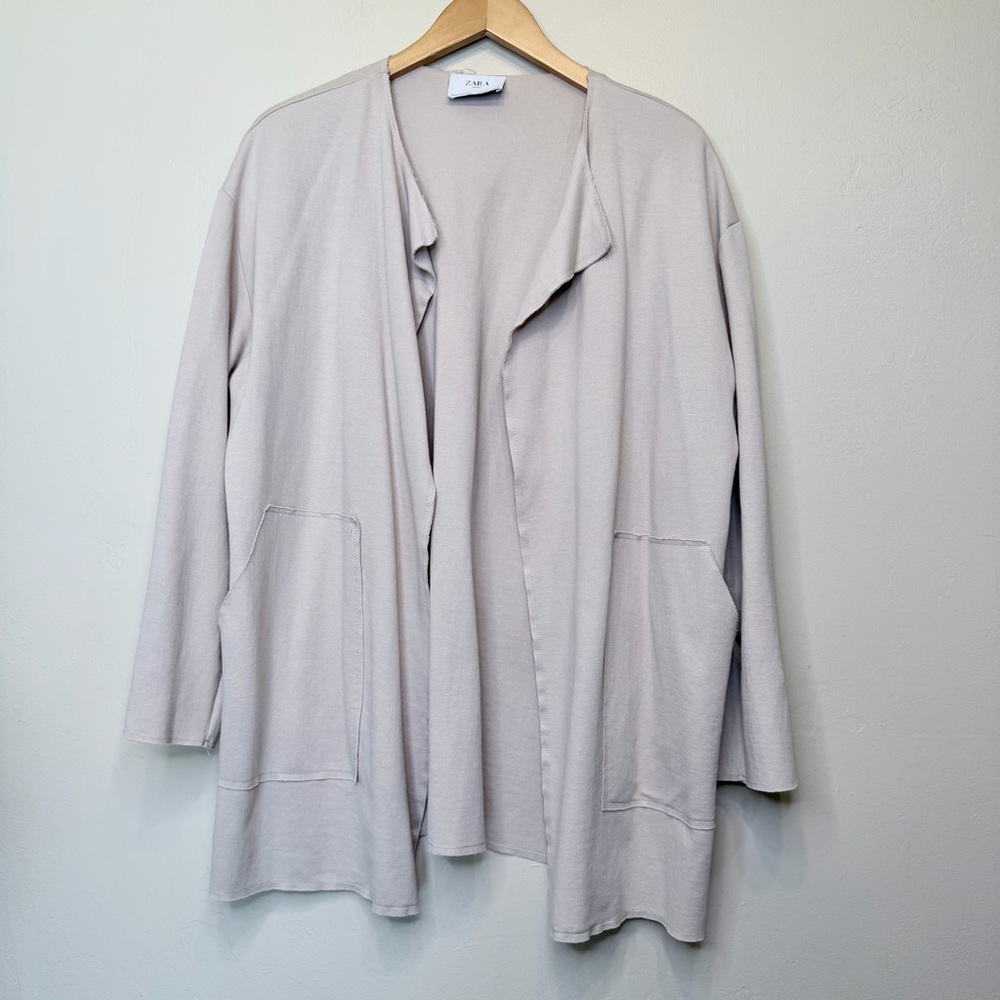 ZARA | Open Front Hip Pockets Relaxed Lightweight Cardigan - Picture 2 of 9